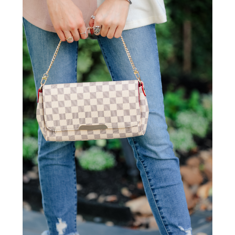 White Check Famous Crossbody - Shop with Leila