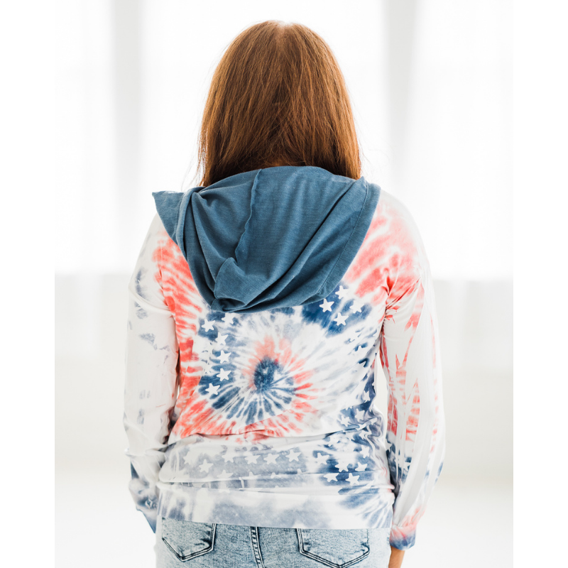 Americana Tie Dye Zip Up Hoodie