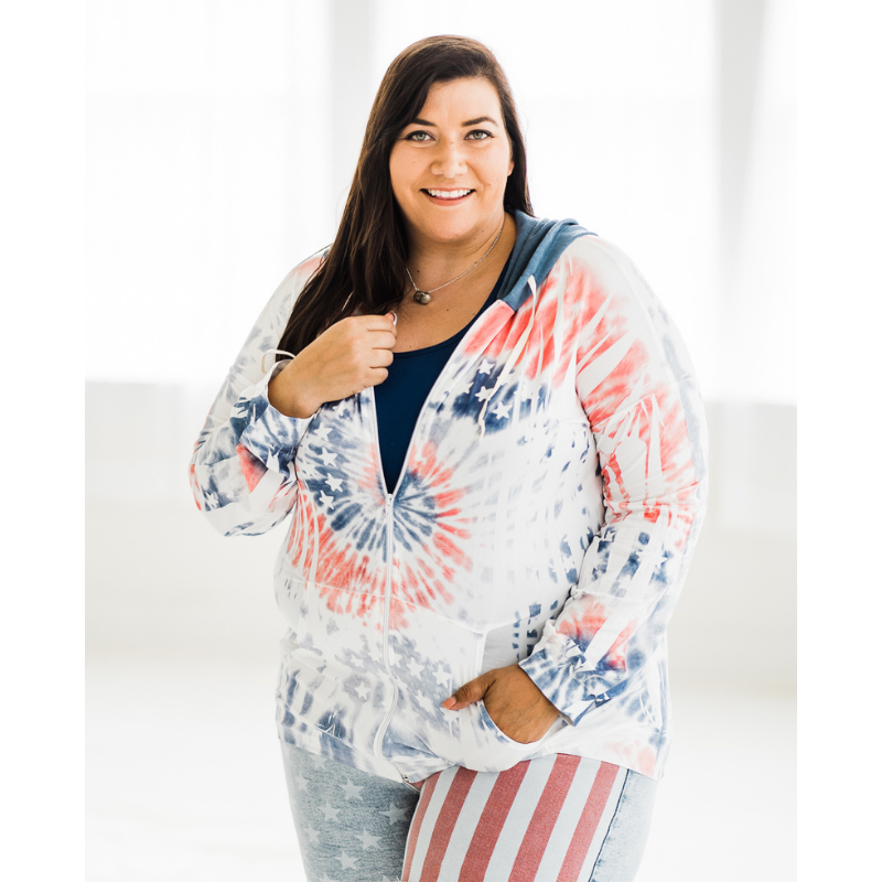 Americana Tie Dye Zip Up Hoodie