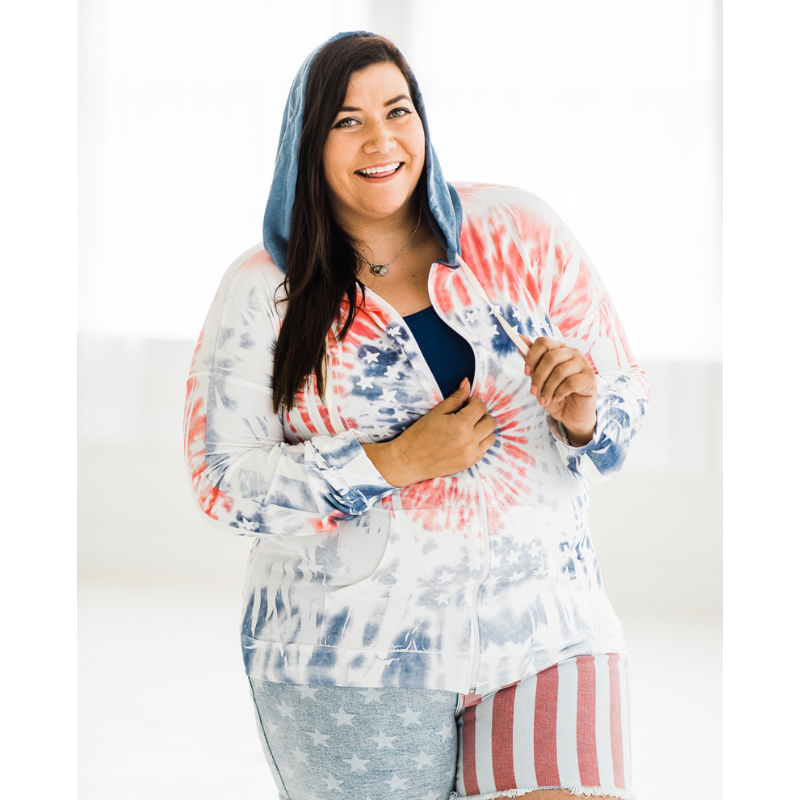 Americana Tie Dye Zip Up Hoodie