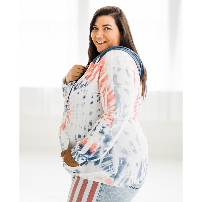 Americana Tie Dye Zip Up Hoodie