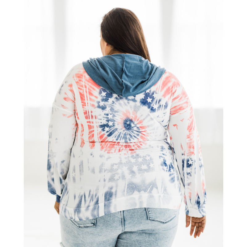 Americana Tie Dye Zip Up Hoodie