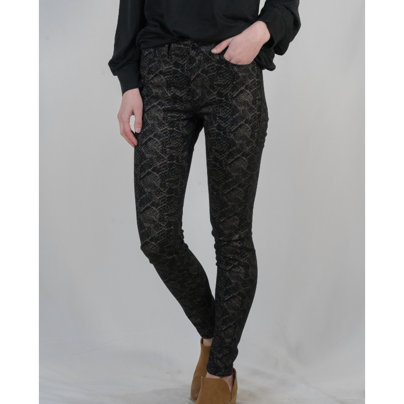 High Rise Reptile Print Skinny Jean