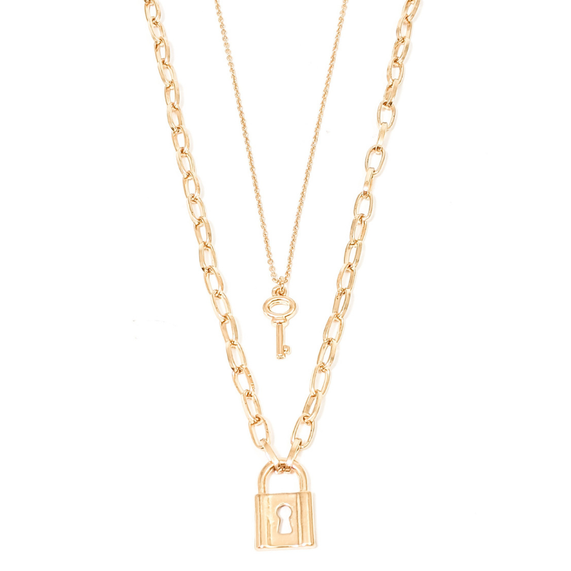 Lock & Key Layered Necklace - Shop with Leila