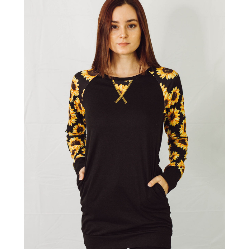 Sweet Sunflower Long Sleeve Raglan Tee