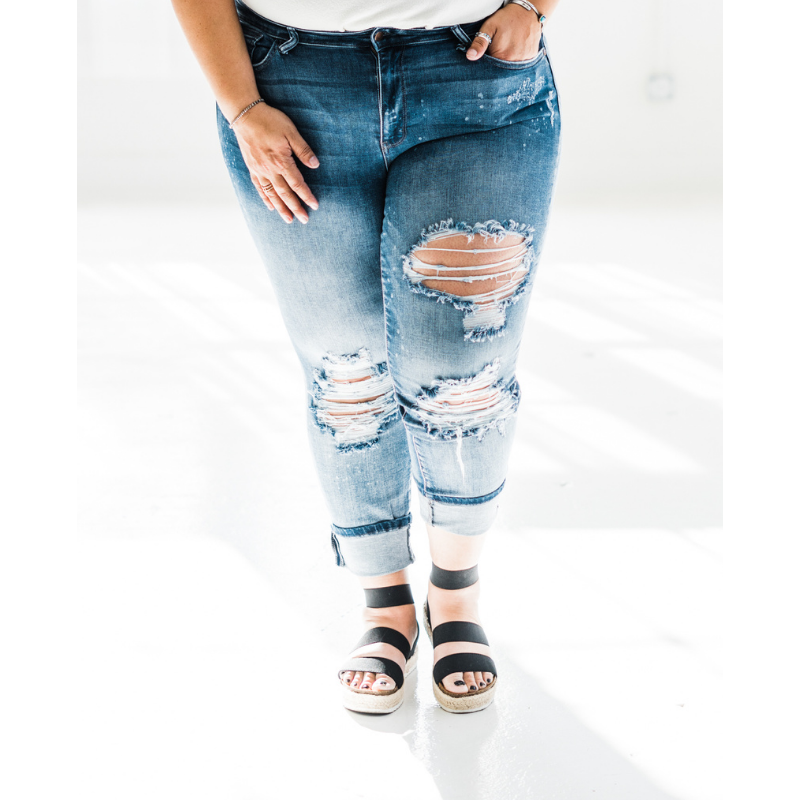 Destroyed Judy Blue Boyfriend Jeans