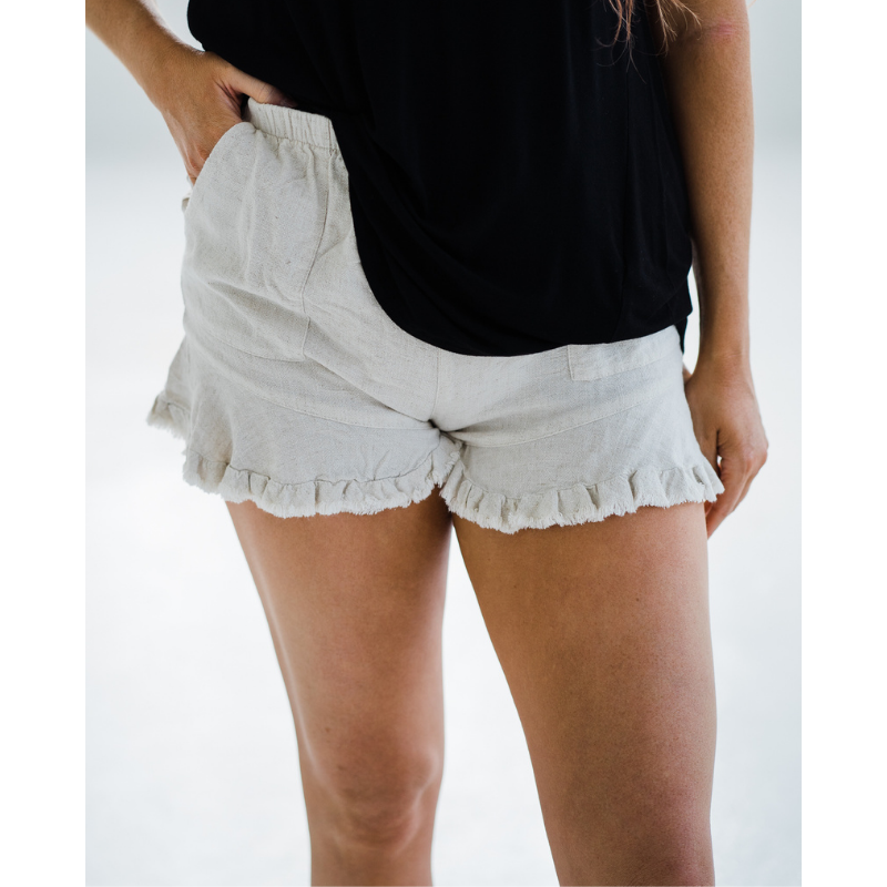 Boho Dreams Linen Shorts - Oatmeal