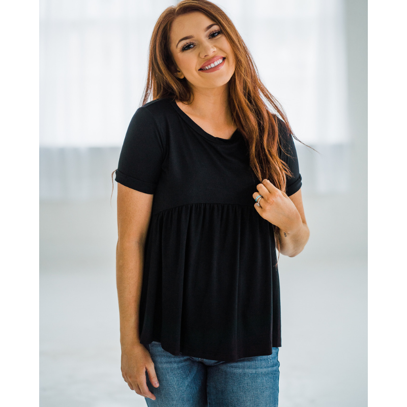 Just Like This Baby Doll Tee - Black