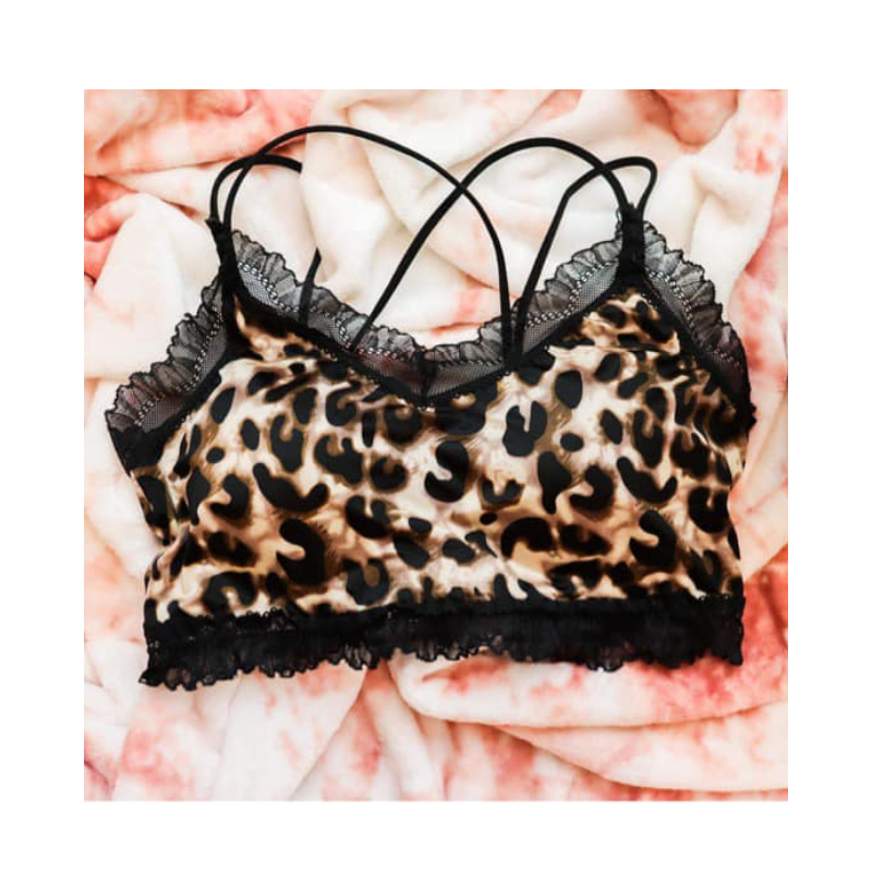 Not So Racey Lacey Bralette - Leopard - Shop with Leila